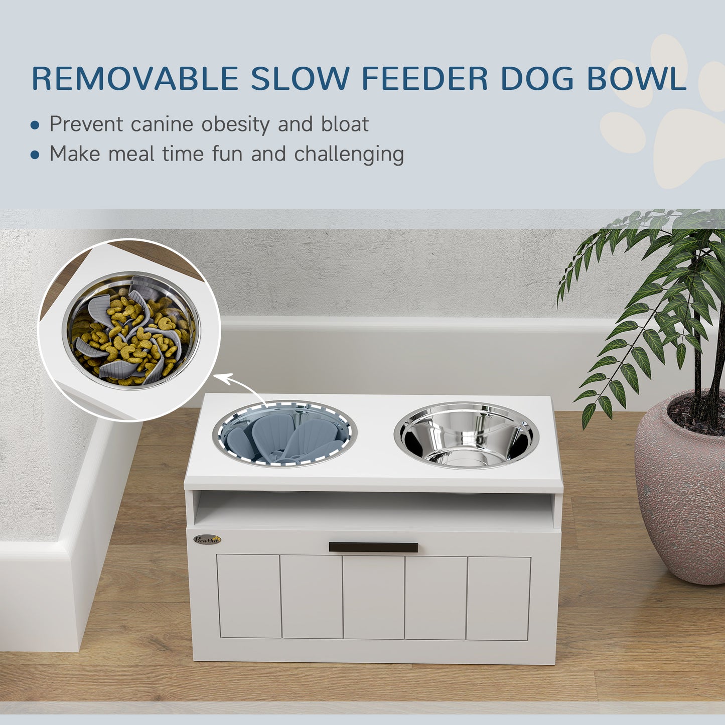 Raised Dog Bowl With Slow Feeder